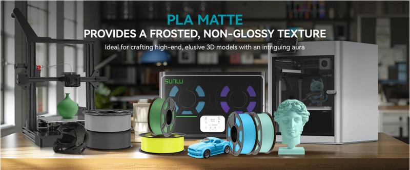PLA Matte 3D Printer Filament 1KG 1.75mm SUNLU Matte PLA Filament - Neatly Wound, 1KG/Roll