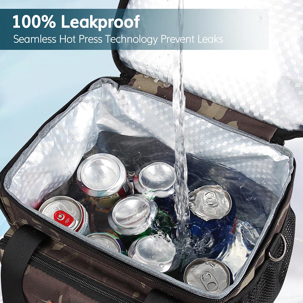 Double Layer Insulated Lunch Bag for Work School Picnics Beach Lunch Boxes Reusable Portable with Side Pockets One Shoulder Waterproof Leakproof Camo Lunch Box