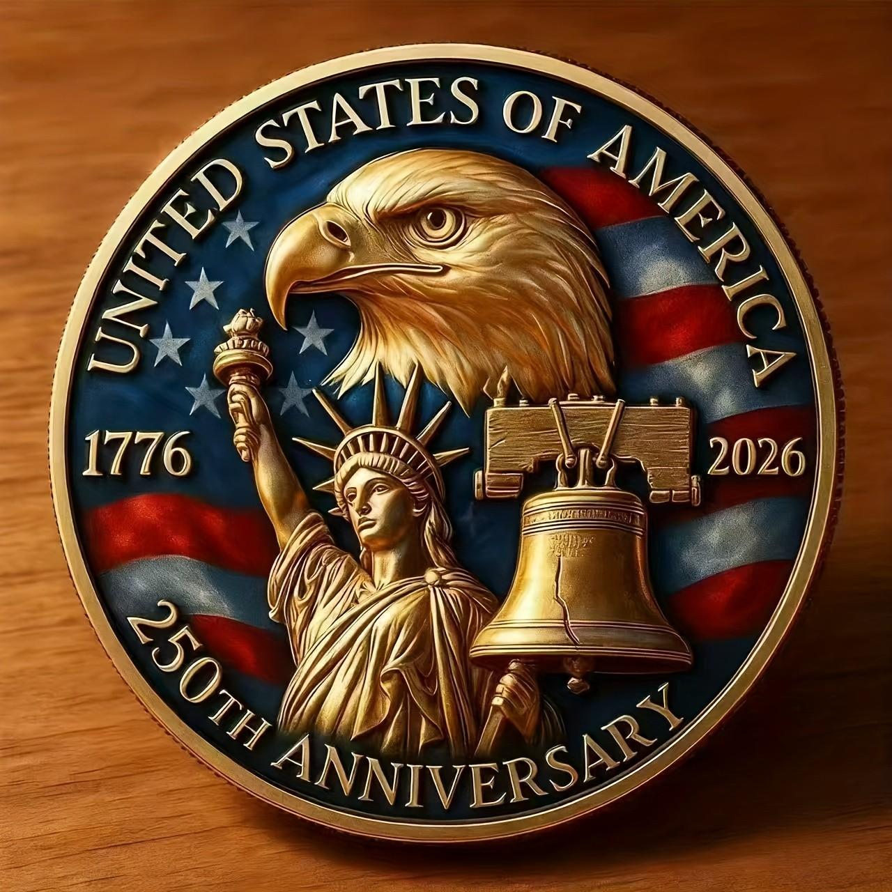 Reproduction Coin 250th Anniversary Set, Military Challenge Coins with Capitol Building & Eagle Design, Limited Edition Gift for Collectors