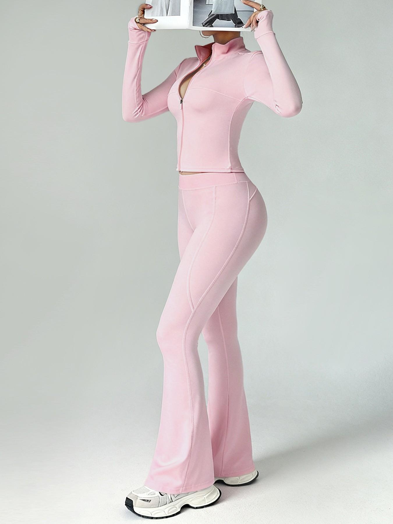 Women's Two-Piece Loungewear Set with Long Sleeve Zipper Jacket and Wide Leg Pants, Perfect for Travel and Home Comfort, Casual Fashion Sleepwear