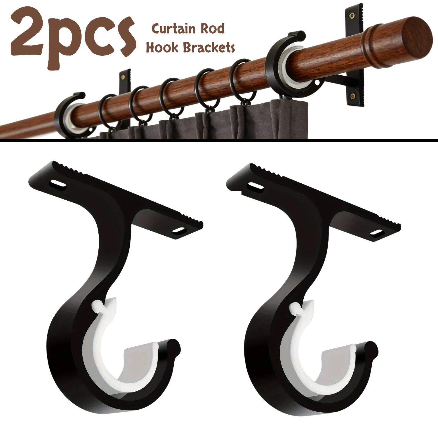 2pcs curtain rod hook brackets, can support wall-mounted shower curtains, used for hanging curtains, clothes rods, and shower rods