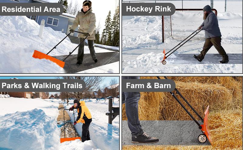 Walensee 30 Inch Metal Snow Shovel with Wheels for Driveway, Large Blade for Efficient Snow Removal, U-Shaped Handle,Heavy Duty Wheeled Metal Snow Pusher Shovels, Back Saver Snow Plow for Doorway Walensee 30 Inch Metal Snow Shovel with Wheels for Driveway, Large Blade for Efficient Snow Removal, U-Shaped Handle,Heavy Duty Wheeled Metal Snow Pusher Shovels, Back Saver Snow Plow for Doorway