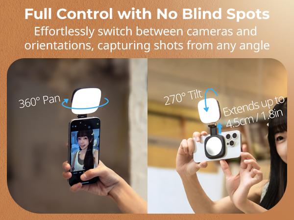 SmallRig 3-in-1 Magnetic Selfie Light for iphone17 Pro/MAX, Phone Light with a Mirror, Instant Attachment for MagSafe, for Selfies,Makeup,Live Streaming,Video Conference,360° LED Ring Light and Phone Stand,Vibe P48 4656/4933