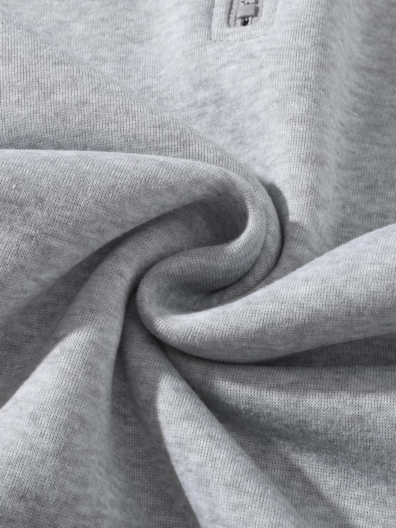 Men's Solid Color Half Zip Up Fuzzy Hoodie, Regular Fit Casual Comfy Thermal Lined Long Sleeve Hooded Sweatshirt for Fall & Winter, Men's Clothes for Daily Wear