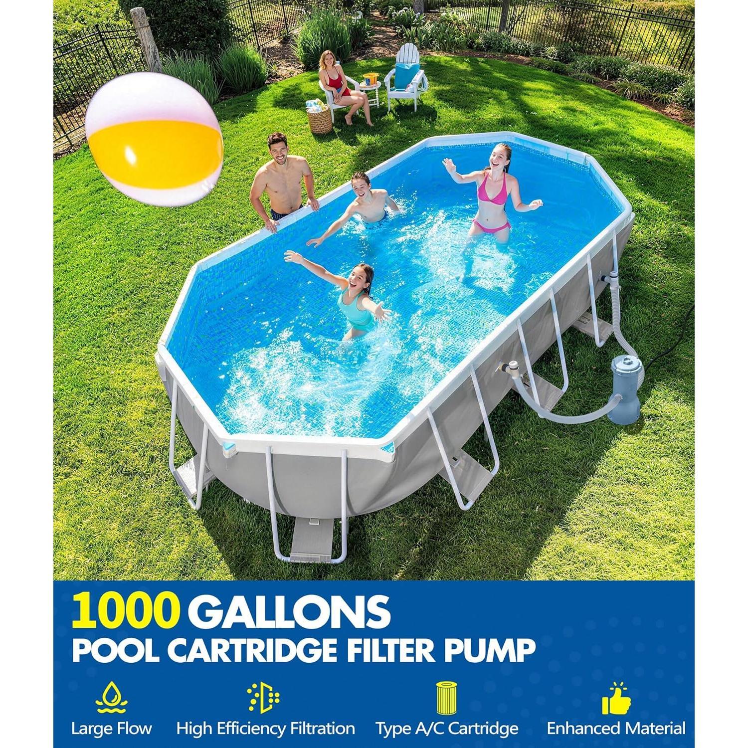 Pro Series 1000 GPH Above Ground Pool Filter Pump,  Pool  Filter Pump, Water Circulation and Filtration System -Improved Water Clean & Clarity, Pools Pumps Above Ground-Blue