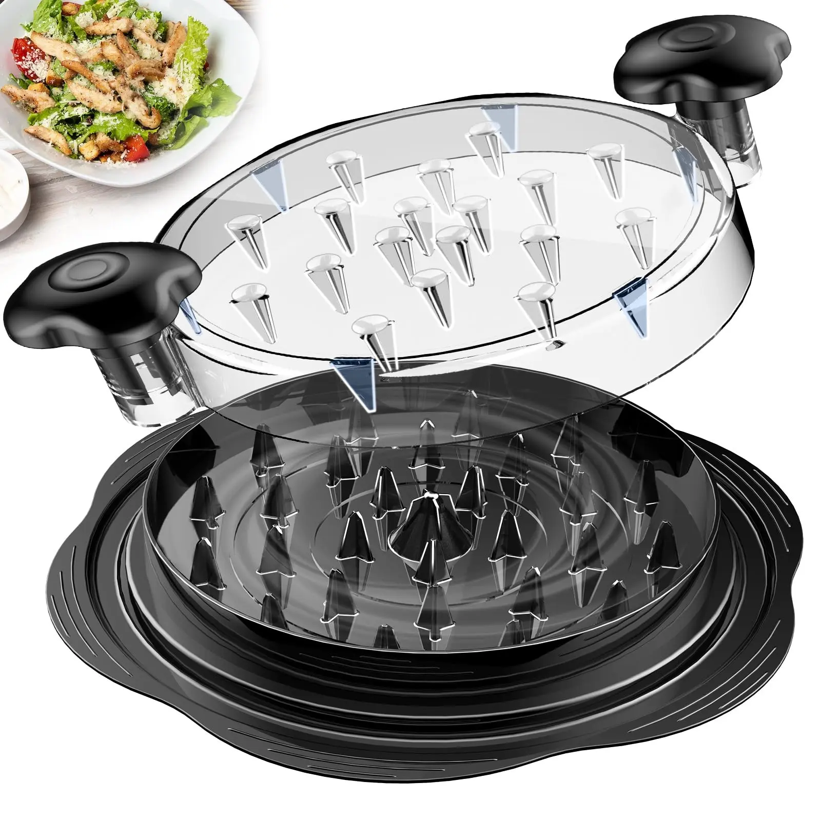 Chicken Shredder Large Chicken Breast Shredder Tool Twist with Brush&Fork, Visible Meat Shredder Machine, Anti-Slip Strip, Ergonomic Handle