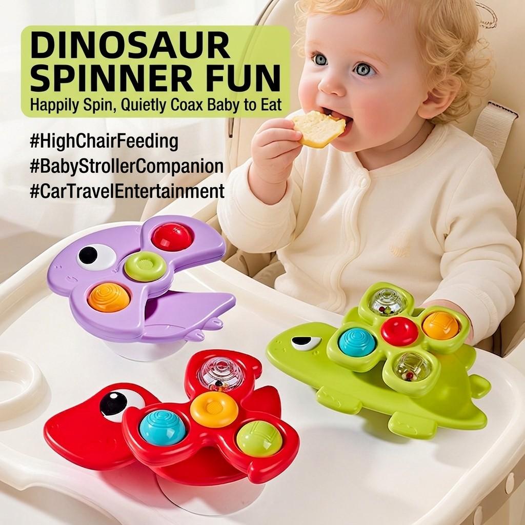 Suction Cup Spinner Toys - 3PCS Set | STEM Sensory Toddler Fidget Spinners for High Chair and Stroller | Interactive Travel Toys for Car Window and Table | Fine Motor Skills Early Development Gift for Baby Boys Girls