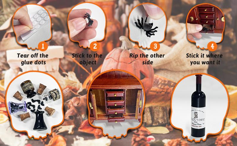 Dollhouse Miniatures 1/12 Scale Accessories, Wooden Bookshelf Furniture Set - Magic Bottle&Potion, Witch Frame and Hat, Mini Bookcase, Haunted Dollhouse Halloween Decorations for Kids Gifts Playset Dollhouse Miniatures 1/12 Scale Accessories, Wooden Bookshelf Furniture Set - Magic Bottle&Potion, Witch Frame and Hat, Mini Bookcase, Haunted Dollhouse Halloween Decorations for Kids Gifts Playset