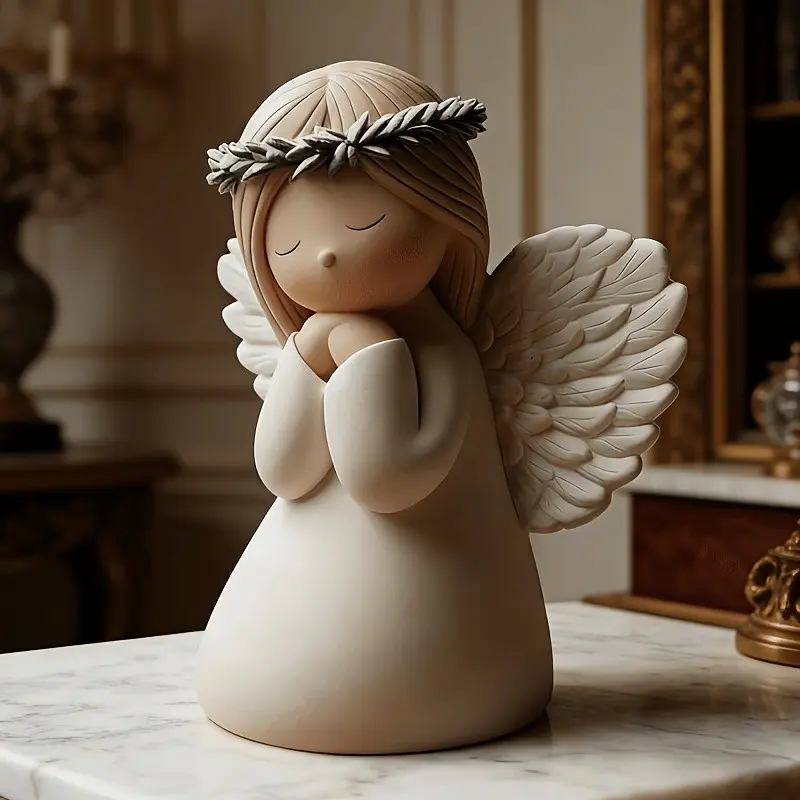 Mini Healing Wish Angel Resin Statue, Small Handheld Angel Desktop Ornament, Living Room Bedroom Decor, Halloween Christmas Gift