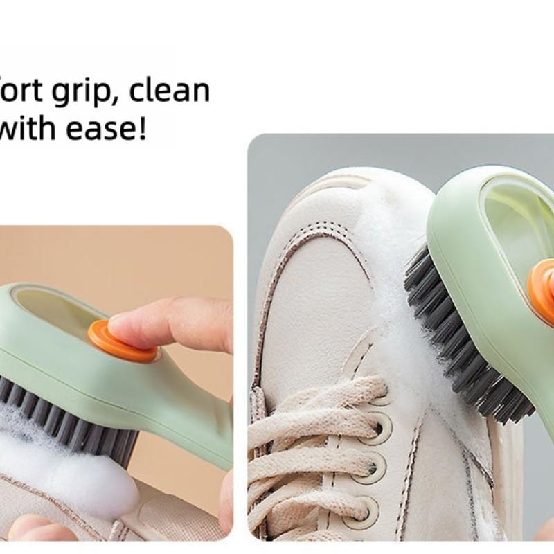 2-Pack Shoe Brush, Household Press-Type Automatic Liquid Additive Laundry Brush, Clothes and Shoes Cleaning Brush, Wholesale, Detachable, Washable