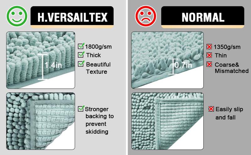 H.VERSAILTEX Bathroom Rugs Bath Mats for Bathroom Non Slip Luxury Chenille Bathroom Runner Rug Extra Soft and Absorbent Shaggy Rugs Washable Dry Fast Area Carpet Mats