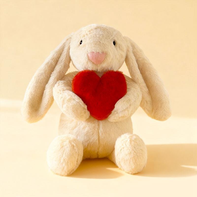 Cute Rabbit Plush Toy, Handheld Heart Soft Bunny Doll, Perfect Gift for Valentine's Day, Anniversary & Birthday, Huggable Stuffed Animal-Gift for Grandma