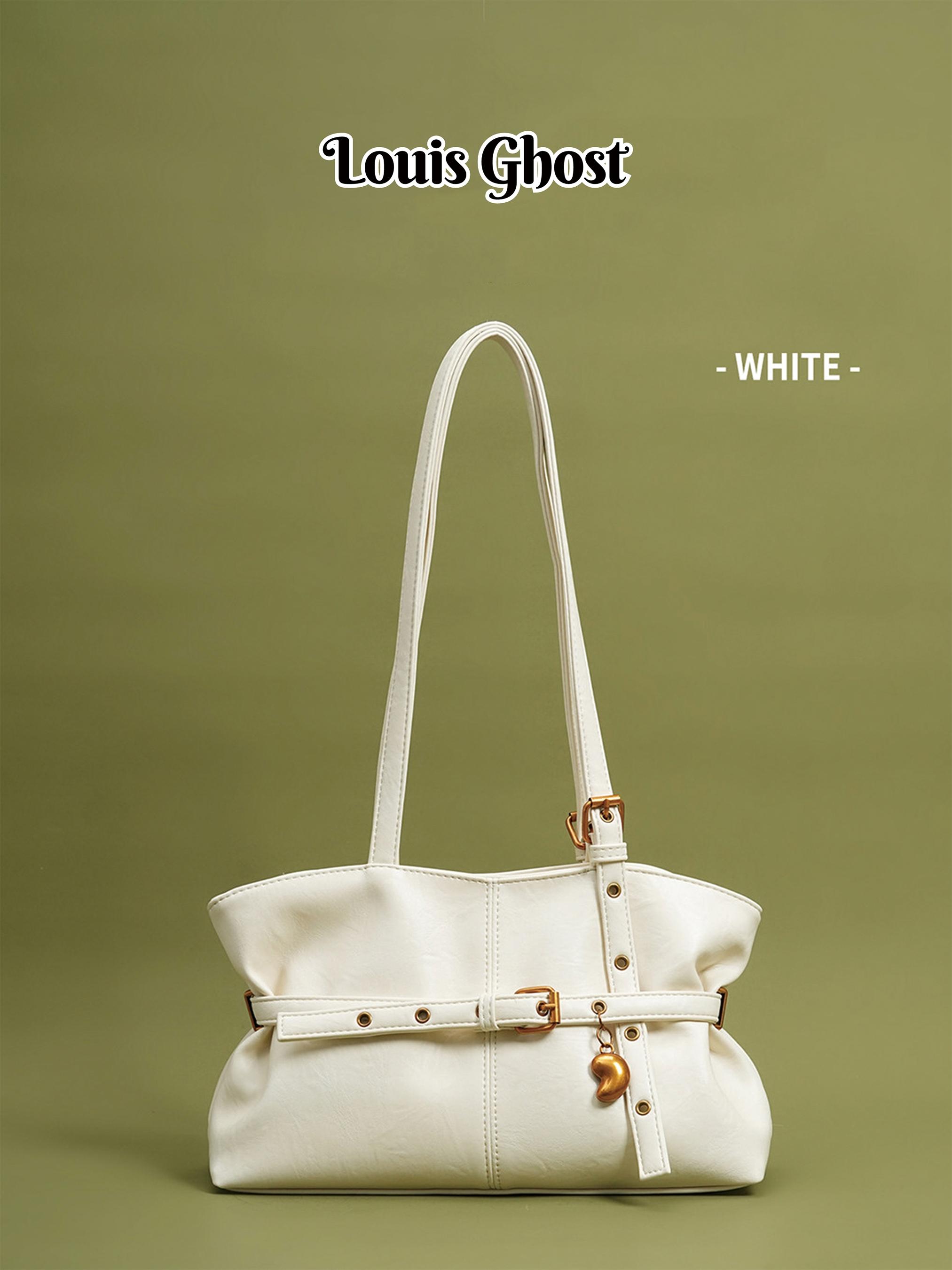 Vintage Faux Leather Crescent Bag -Retro Women's Shoulder Bag | Retro Tote Bag with Belt and Heart Charm Details | Trendy Faux Leather Handbag, Ideal for Commuting, Daily Outfits and Travel