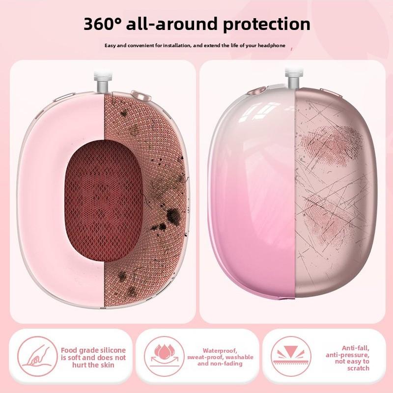 Silicone Case Cover for AirPods Max 2 Headphones,Clear Soft TPU Ear Cups Cover/Ear Pad Case Cover/Headband Cover for AirPods Max 2/1 (2026/2024/2020),Transparent Accessories for Apple AirPod Max