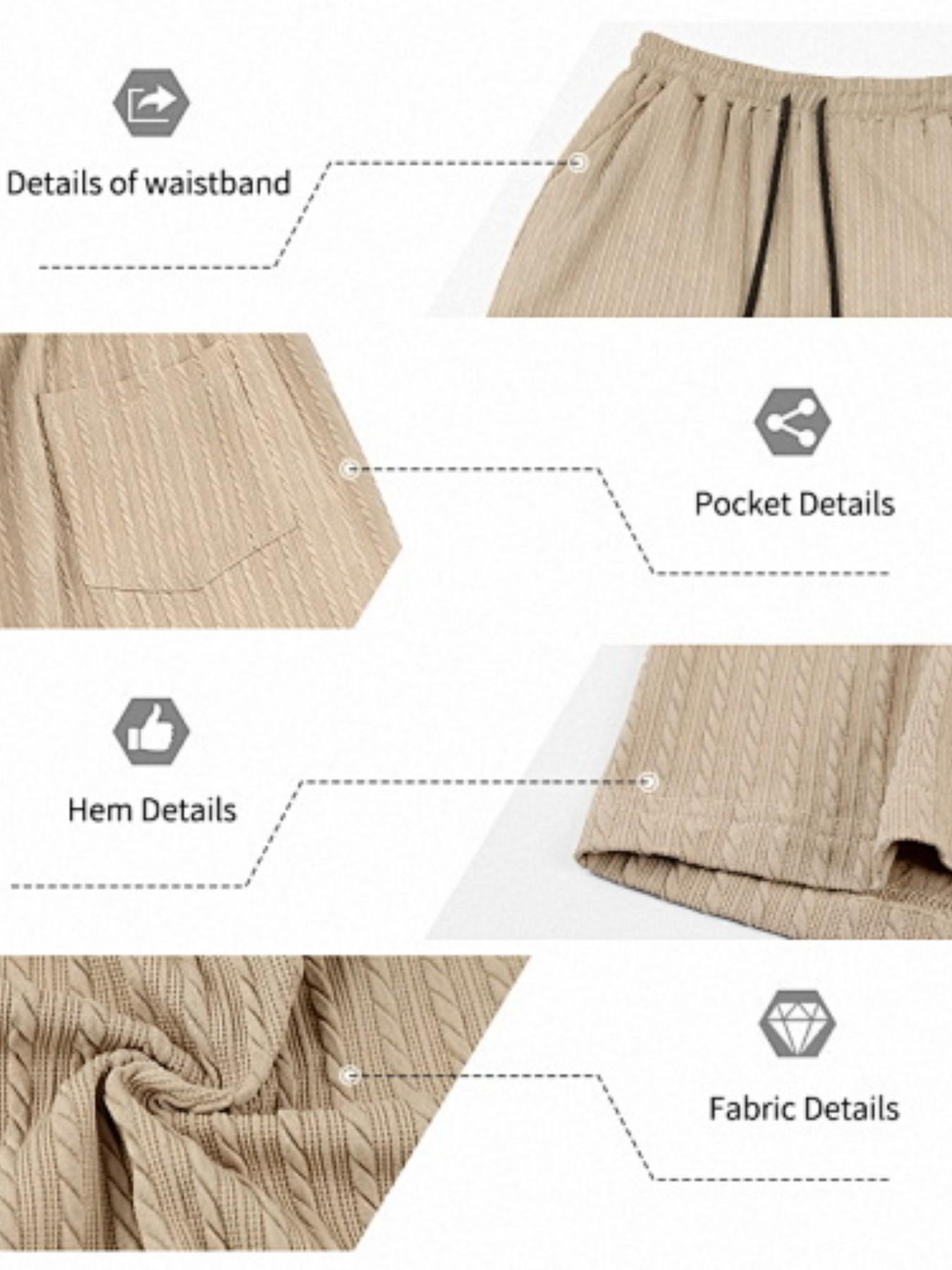 Men's Summer Three-Dimensional Texture Loose Five-Panel Shorts! Elastic drawstring waistband for non-restrictive fit, breathable and quick-drying, ideal for home, vacation, and daily wear