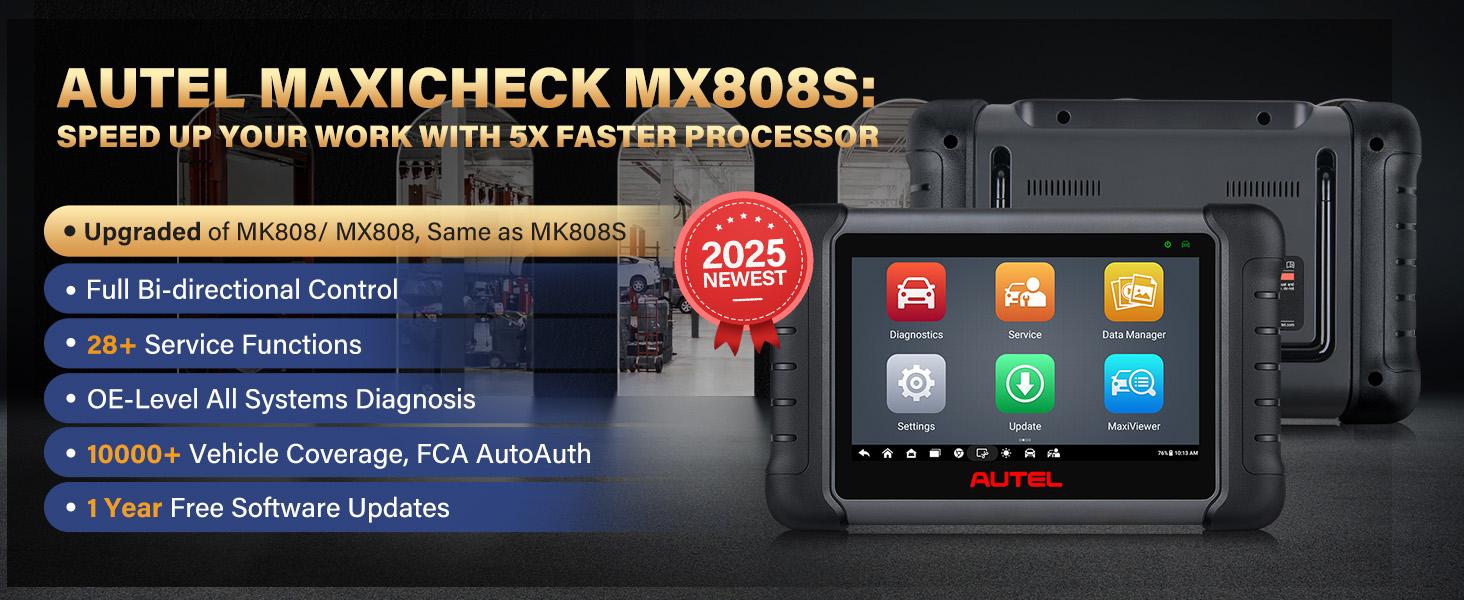 Autel Scanner MaxiCOM MK808S: 2026 Bidirectional Tool fca autoauth system diagnostic Multilingual OBD2 with Display Programming Automotive