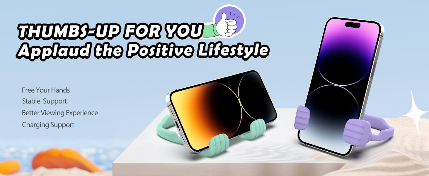 2-Piece Upgrade Adjustable Thumbs Up Lazy Smartphone Holder - Cellphone/Mobile Accessory, Desk Cell Phone Stand, Easter Basket Stuffer, Fun Birthday Gift for Teens