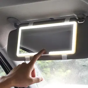 LED Car Sun Visor Vanity Mirror, Rechargeable Makeup Mirror with Touch Screen & 3 Adjustable Light Modes, Dimmable HD Mirror for Cars, SUVs & Trucks - Essential Car Accessories for Women