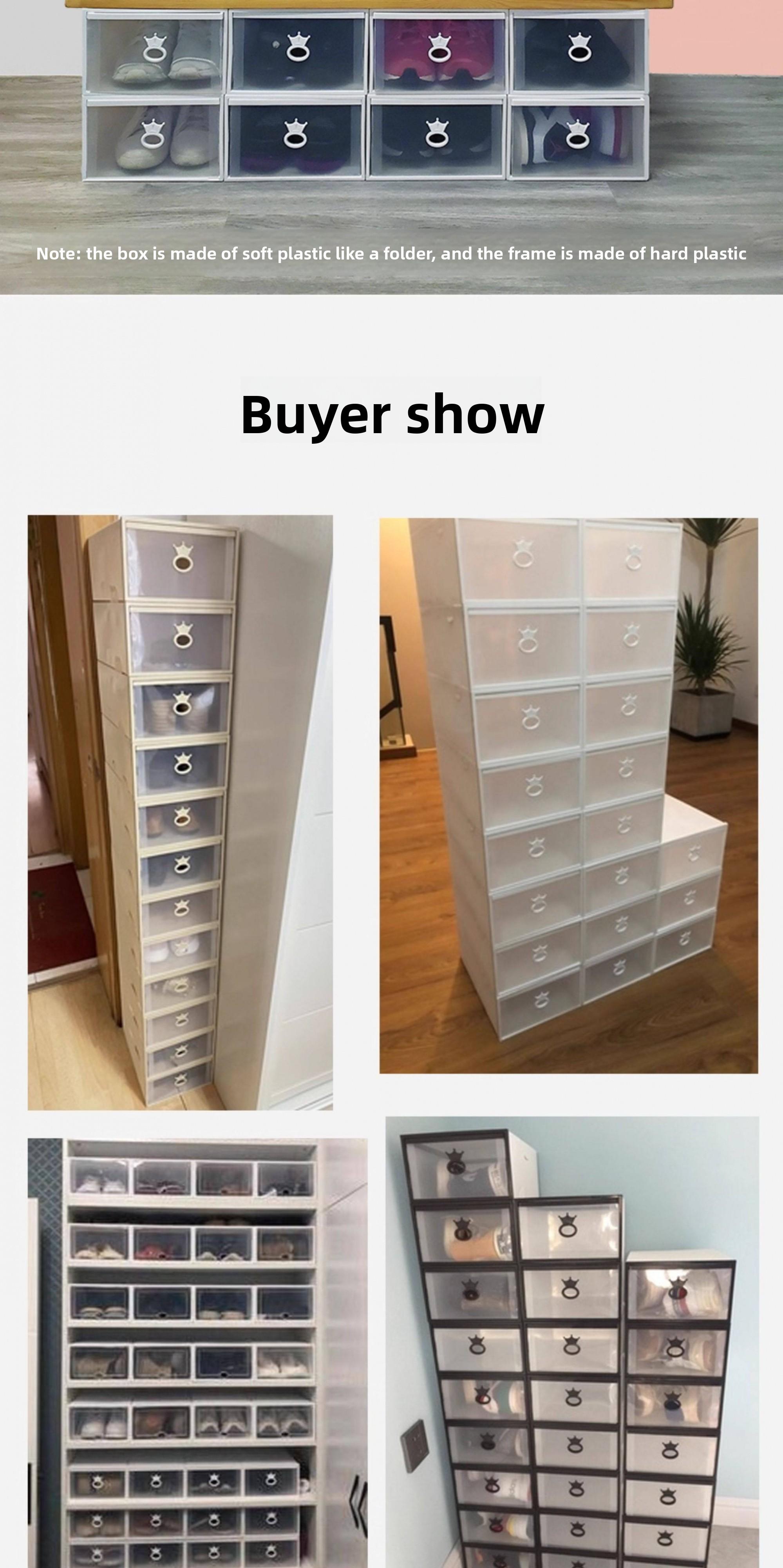 2026 10/20 piece large-capacity transparent shoe box stackable shoe rack, crown handle dustproof and antioxidant, space-saving vertical design