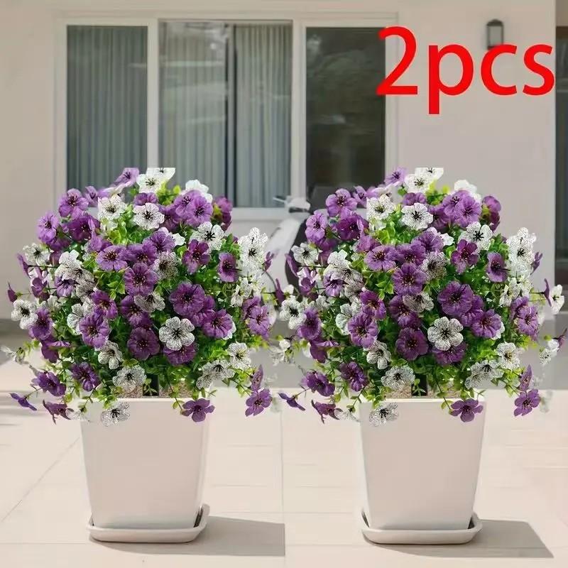 1/2 Pack Artificial Violet Tree with Ground Stake, UV Resistant Plastic Fake Flower Bush, Vibrant Faux Flowers, Decorative Faux Flowers, Artificial Flower Decorations, Colorful Flowers for Indoor Outdoor Easter Garden Wedding Decor, Artificial Plants