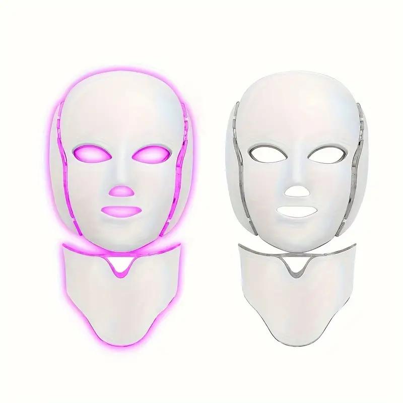 Facial Mask for Skin Care 7 Features Color Unscented Lithium Battery Facial and Neck Care Tools Radiant Glow Ideal Beauty Gift for Women White Comfort