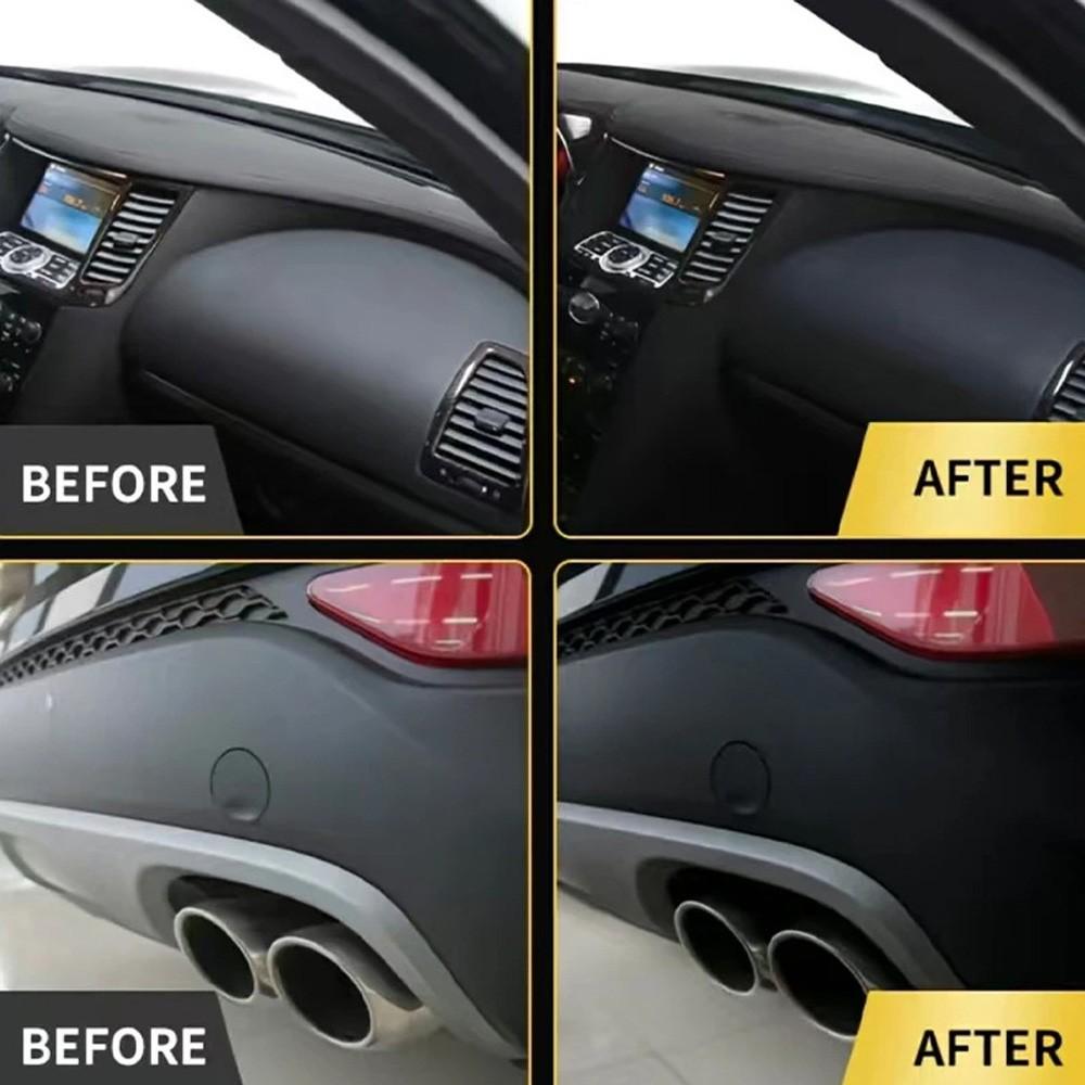 Car Plastic & Leather Restorer - Professional Ceramic Coating for Long-Lasting Protection, Restoration & Whitening - Enhances Black Gloss for Plastic Trim & Rubber Maintenance