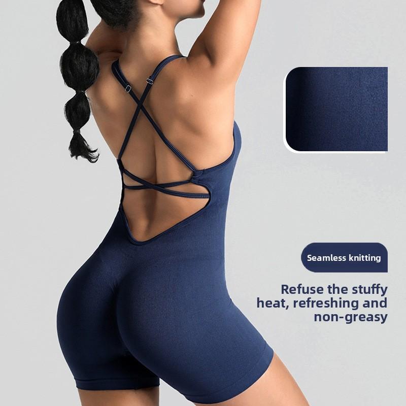 Women's Stretchy Polyester Tank Top Sports Jumpsuit - Body-Hugging High-Waist Cut 1-Piece Suit, Moisture-Wicking Easy-Care Activewear, Workout Jumpsuits for Pilates Gym Clothes & Yoga Wear (Multiple Colors)