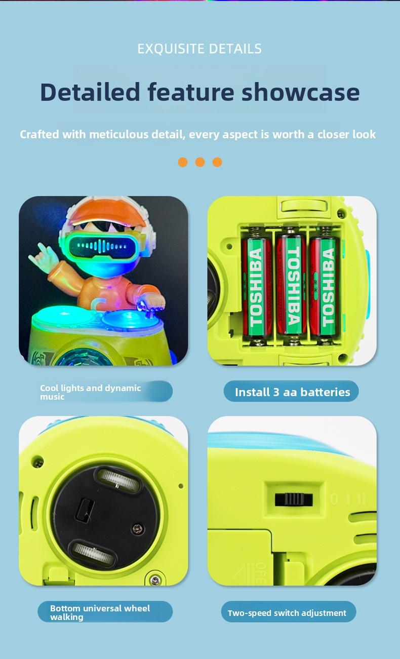New electric universal DJ player, electric speaker toy for boys, cool light and music children's toy, children's gift, holiday gift, Christmas gift, New Year's gift (batteries not included, requires three AA batteries)