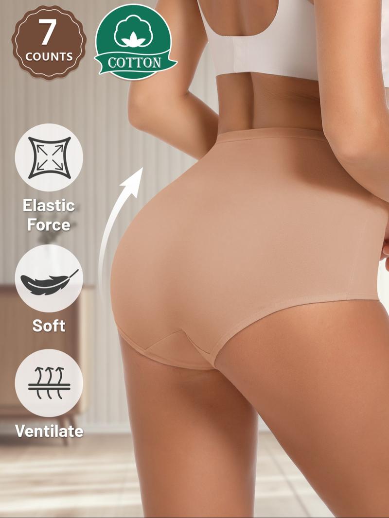 Women's High-Waisted Cotton Underwear Set, Soft Breathable Fitted Panties, High Waisted Briefs, Sizes S-Xxl, Abdominal Control, Seamless Design, All Seasons