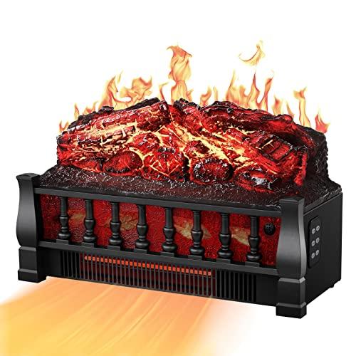 R.W.FLAME Electric Fireplace Log Heater,Remote Control, Adjustable Flame Brightness, Realistic Ember Bed, Overheat Protection, For Home and Office, 750W/1500W