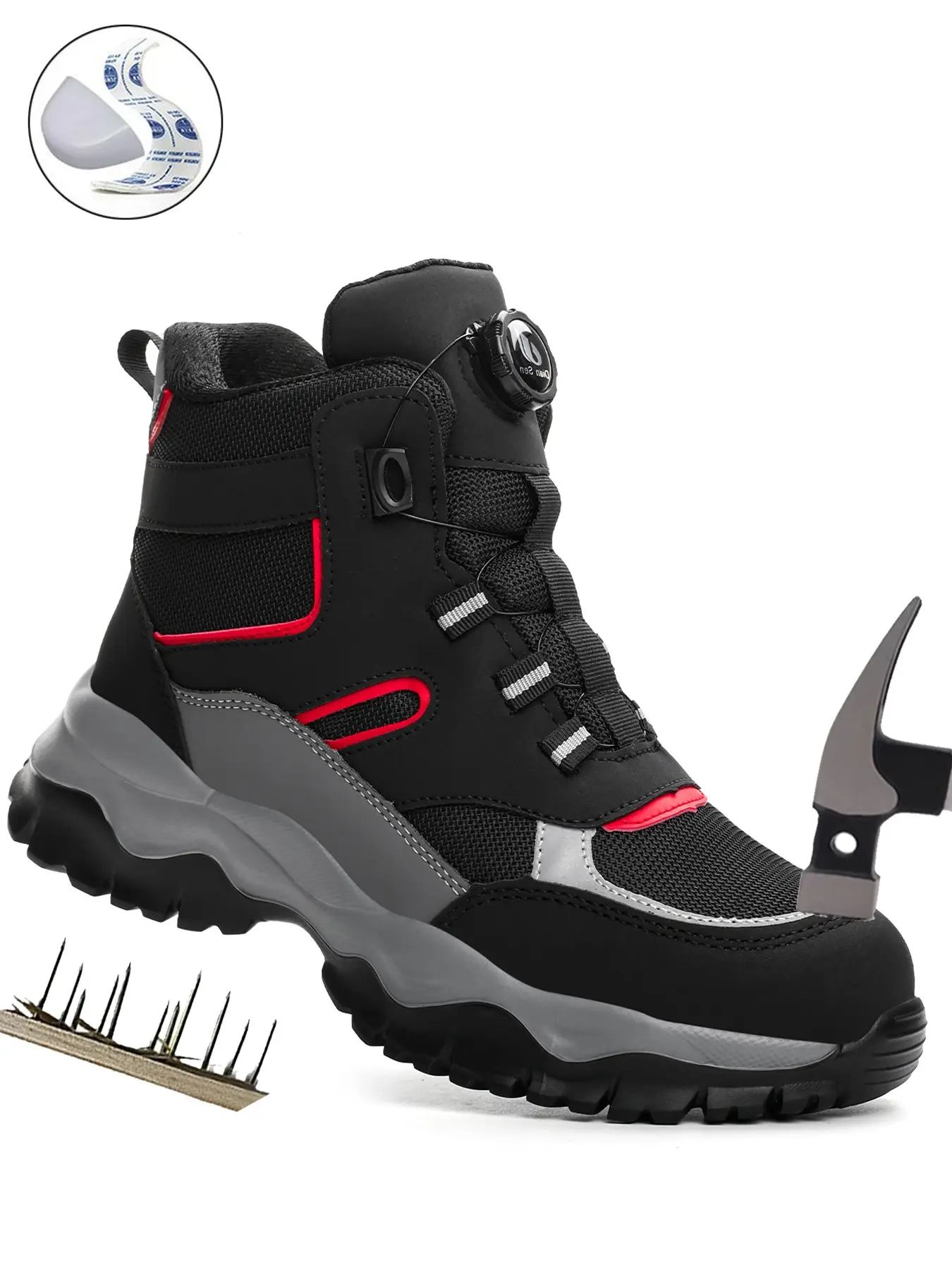 Men's High-Top Safety Boots, Steel Toe Anti-Puncture, Waterproof Mesh Upper, Eva Sole, Work Shoes for Construction Site