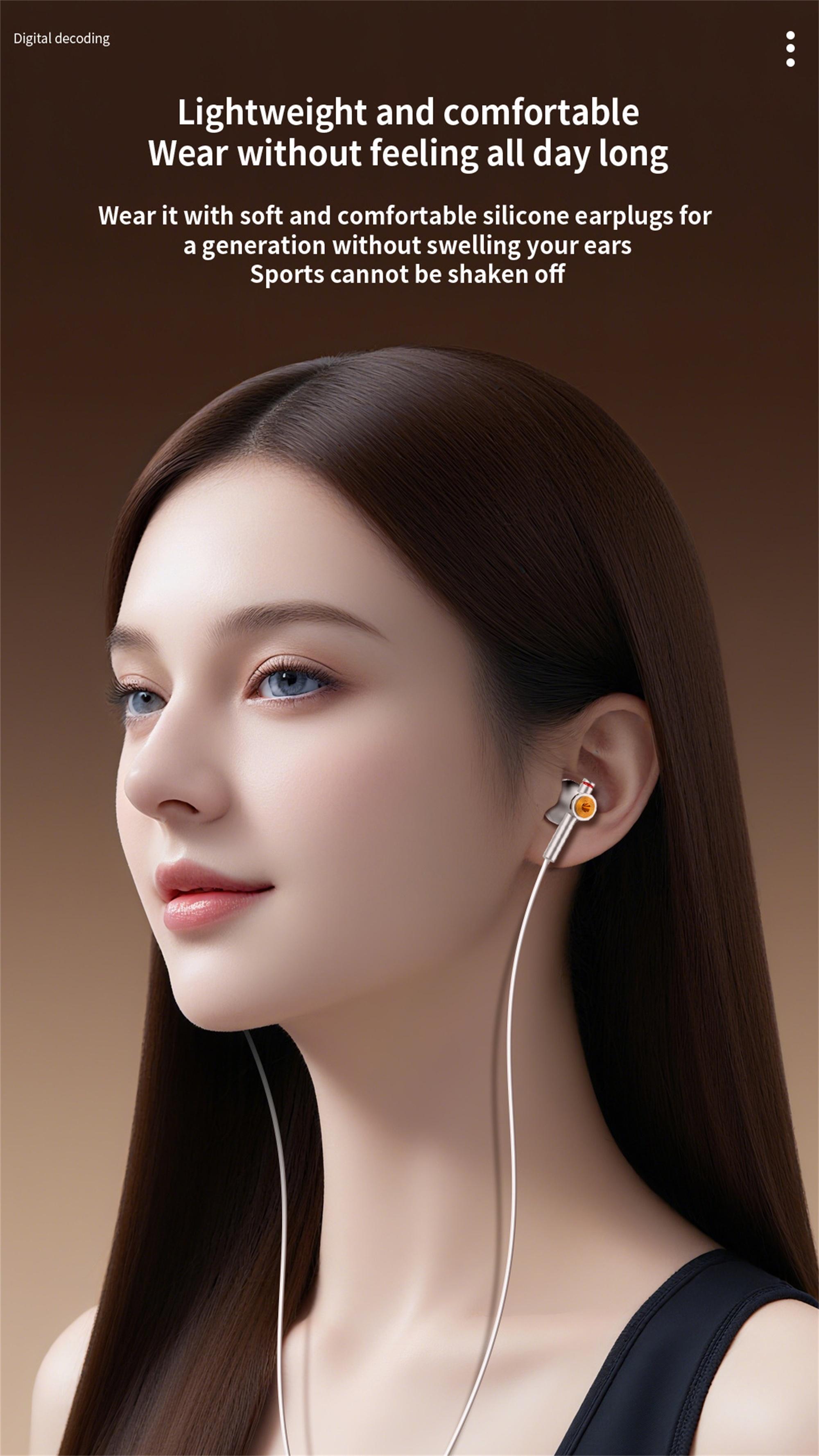 USB C Wired Headphones Dolby Sound With Noise Reduction Type C 3.5mm Music Earphones For Samsung Galaxy S25 S24 Ultra iPhone 15 16 17