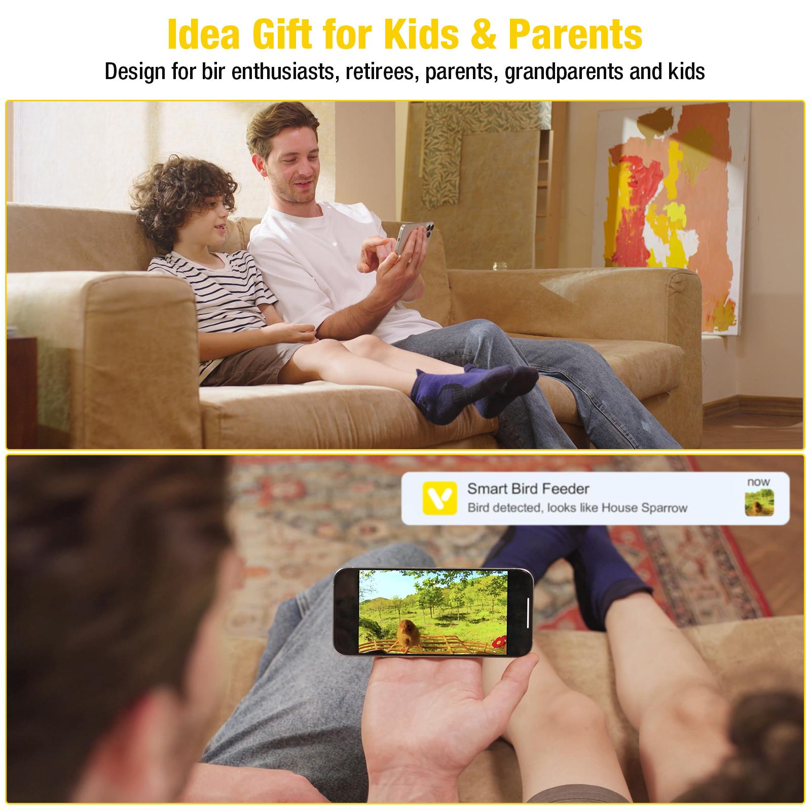 Aivituvin Smart Bird Feeder with Camera - 1080P HD, AI Bird Identification,Solar Powered, with IP65 Weatherproof-AIR106