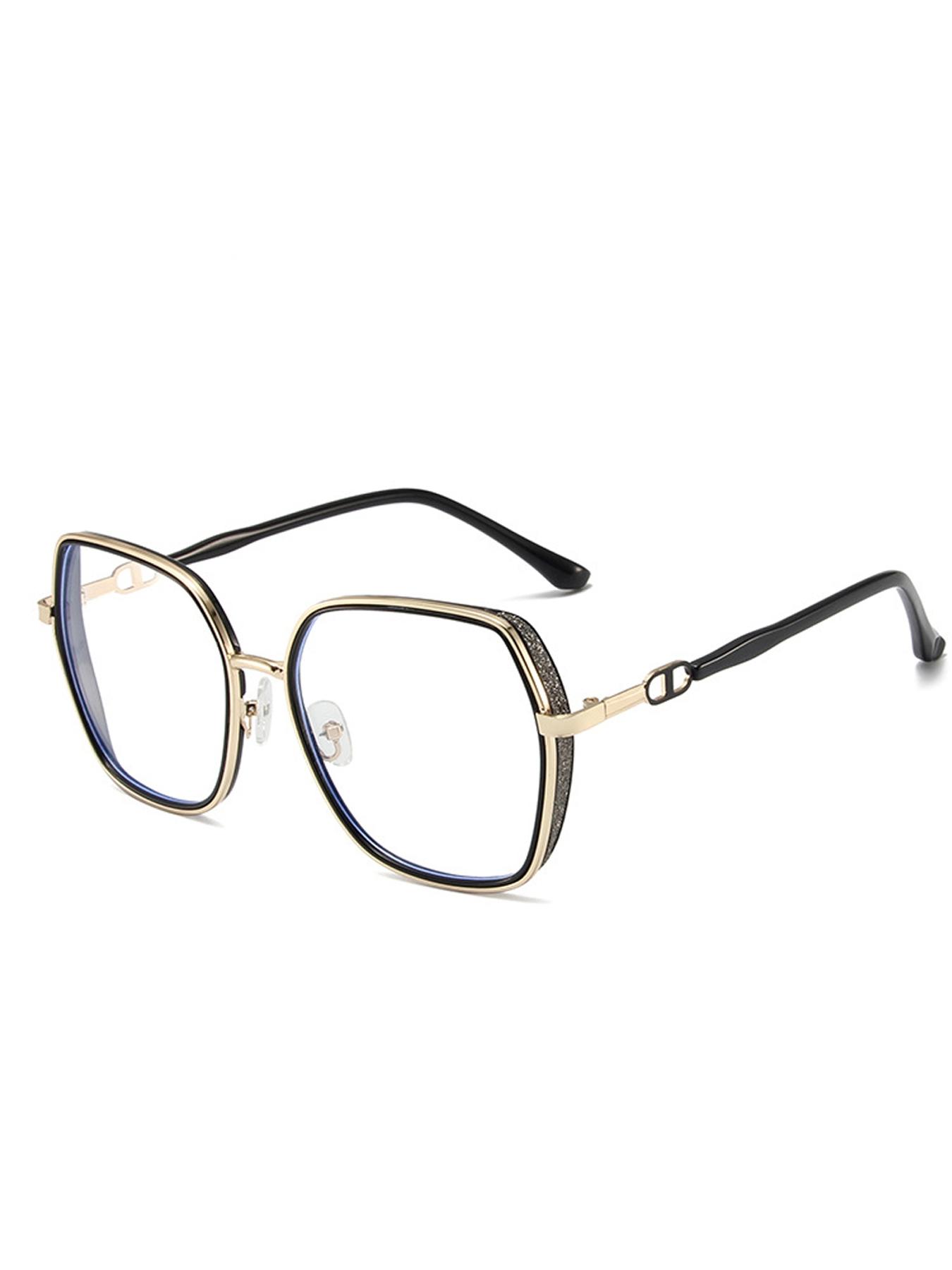 Simple Anti-blue Light Eyeglasses for Everyday Use, Large Square Frame Fashion Eyeglasses for Women & Men, Fashion Eyeglasses for Work, Daily Clothing Decor, Lightweight Eyeglasses, Casual Eyeglasses