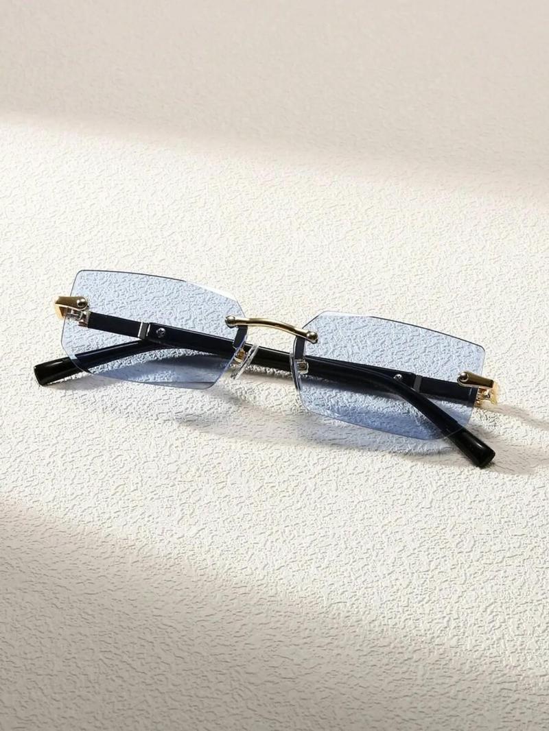 Unisex Simple Style Glasses, Trendy Casual Rimless Glasses for Everyday Use, Fashion Accessories for Outdoor Activities, Trendy Styling Sunglasses