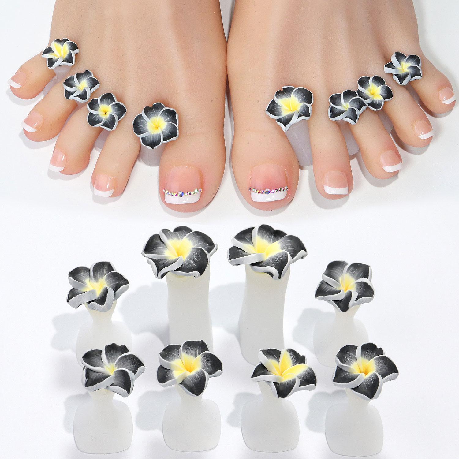Nail Silicone Finger Splitter Toe Splitter Daisy Water Drip Rhinestone Decorative Nail Tool Toe Divider Nail Care Special Accessories 8 pcs/pack