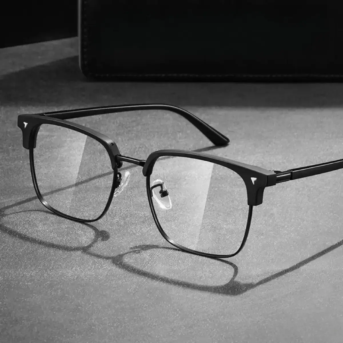 Lightweight Trendy Frames Retro Look Unisex Half-Rim Blue Light Blocking Eyeglasses, Non-Prescription Lenses for Office Work, Sports & Outdoor Casual Wear