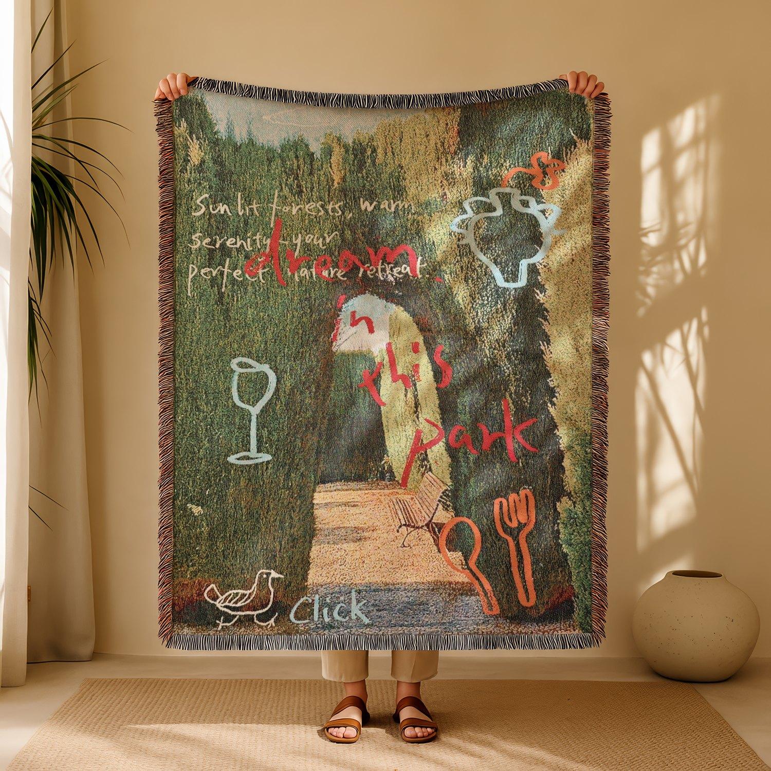 Multi-Function Tassel Woven Blanket -Green Snake Pattern Bed Blanket, Also for Sofa Cover Couch Throw Blanket Armchair Home Decor Room Wall Art Tapestry Furniture Slipcover Tablecloth Shawl Outdoor Picnic Camping Beach Towel Office Nap Hippie