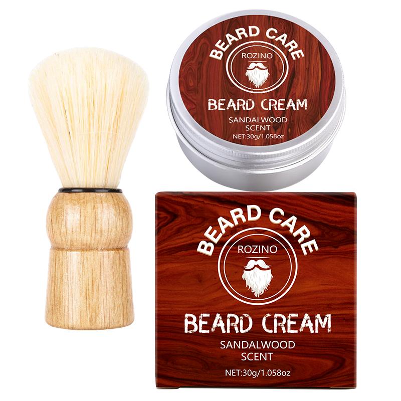 ROZINO Men's Beard Care Shaving Cream - Sandalwood Scented Grooming Essential Facial Moisturizer Foam Cleansing 30g