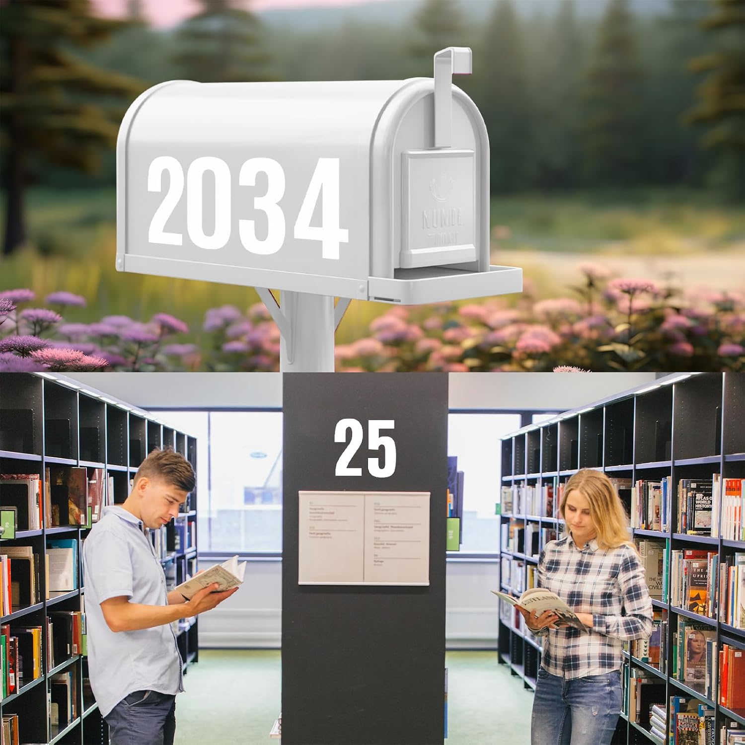 6 Sheets Mailbox Numbers Stickers 60 count 4 Inch  Viny Self Adhesive House Number  Anti Fading Number Signs for Signs   Doors Business Address Number Residence (White)