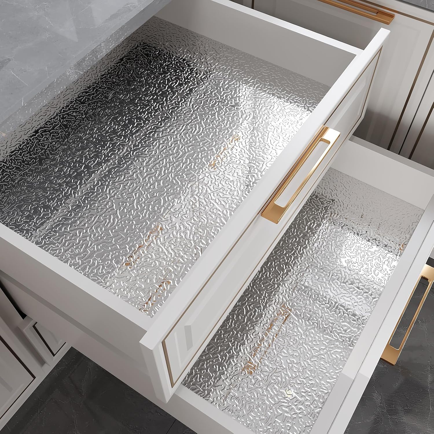 Marble Pattern Kitchen Backsplash, Peel & Stick Aluminum Foil Contact Paper, Oil-Proof Heat Resistant Wall Sticker, Marble Backsplash Wallpaper