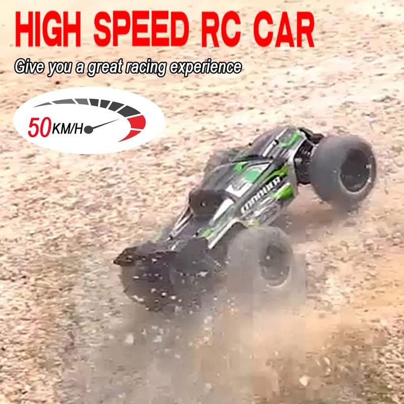 1:16 Full Scale RC Cars, 50 km/h 4WD Off-Road RC Truck with LED Front Lights and Rechargeable Batteries, High-Speed Drift Monster Truck, Perfect Birthday Gift for Kids Aged 8 and Up Remote Control Crawler Remote Control Kart