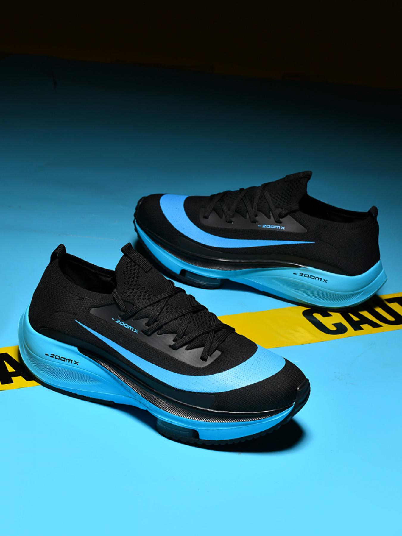 Men Sports Running Shoes Casual Marathon Air Cushion Sneakers Leather Breathable Lightweight Male Comfortable Athletic Nonskid Casual Sneakers Hiking Outdoor Footwear