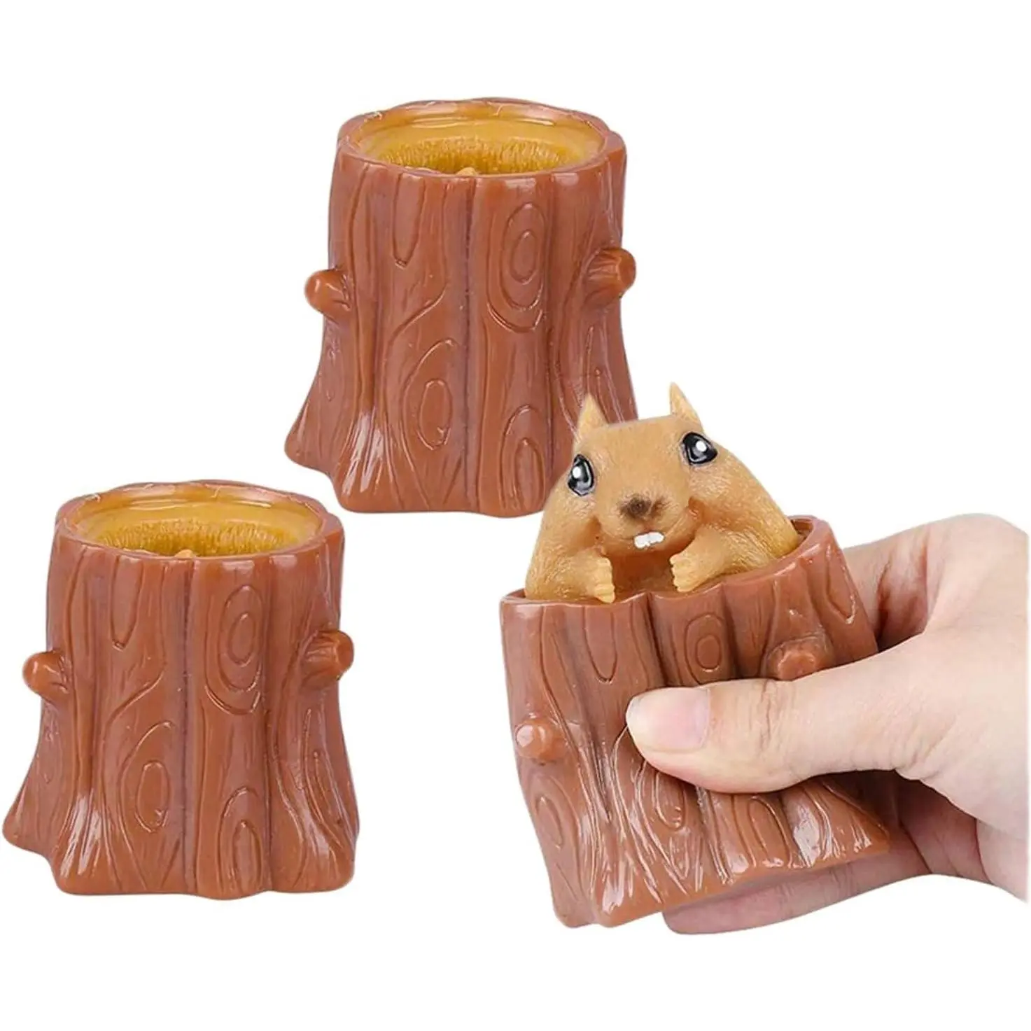 3 PCS Set Squeeze Squirrel Toys Decompression Evil Squirrel Cup, Sensory Fidget Toys, Squishes Toy Stress Relief for Kids & Adult Tricky Funny Squeeze Toys