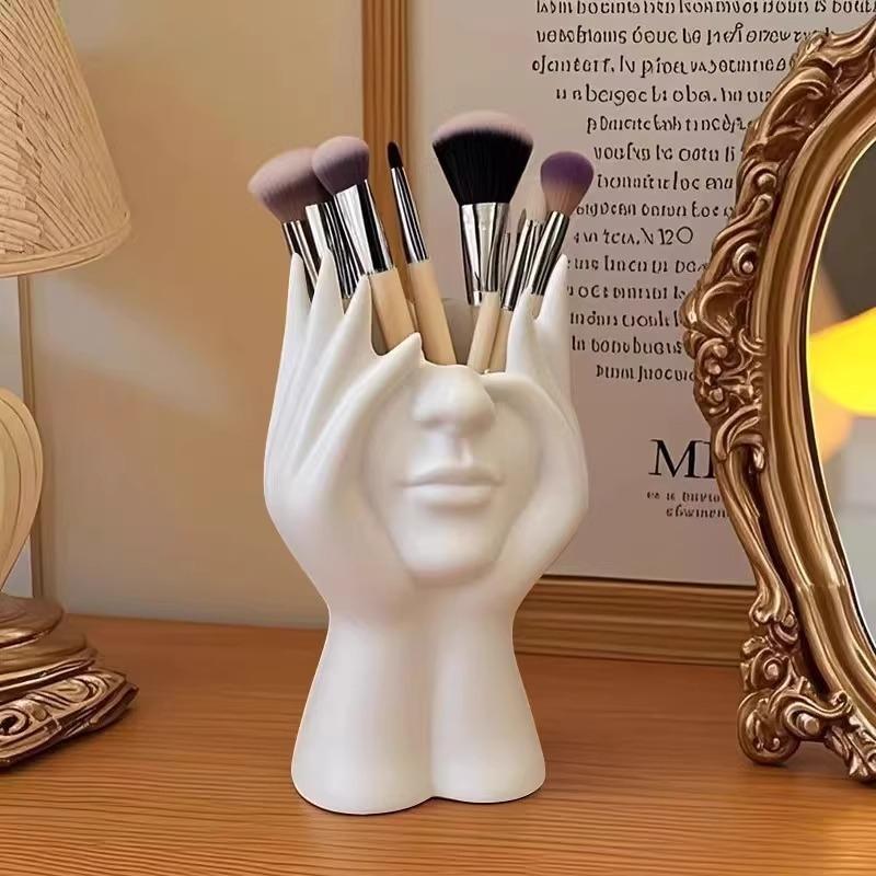 Creative Face & Hand Cosmetic Holder, Stylish Plastic Desk Organizer for Makeup Brushes, Pens and Small Accessories