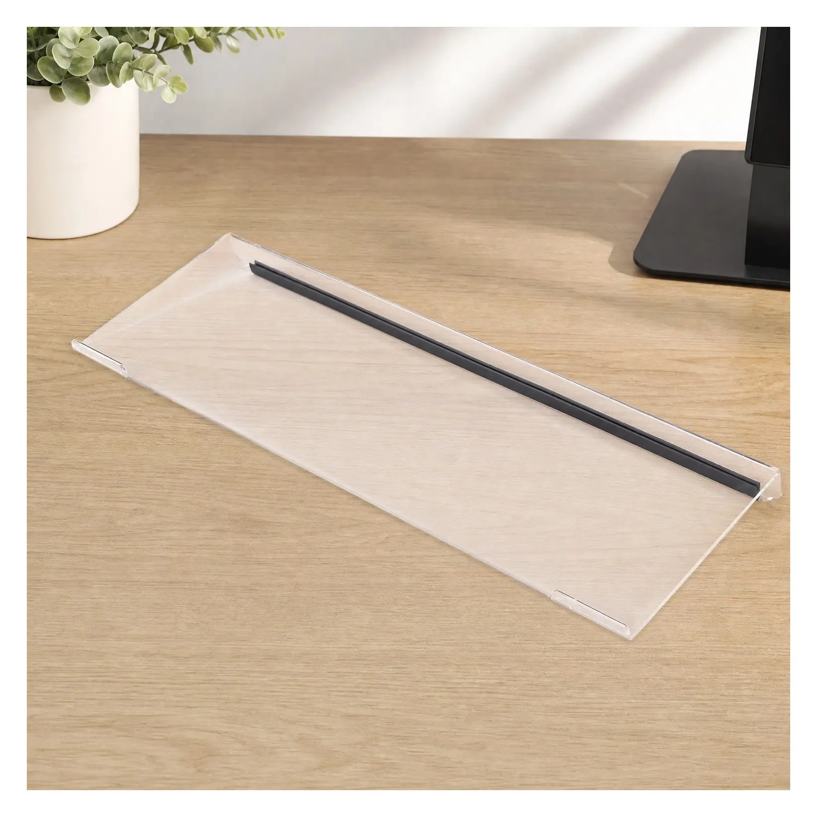 Clear Acrylic Tilted Ergonomic Keyboard Stand with Silicone Anti-Slip Strip, 17 x 5.7 Inch Keyboard Tray for Office Desk, Home & SchoolGift