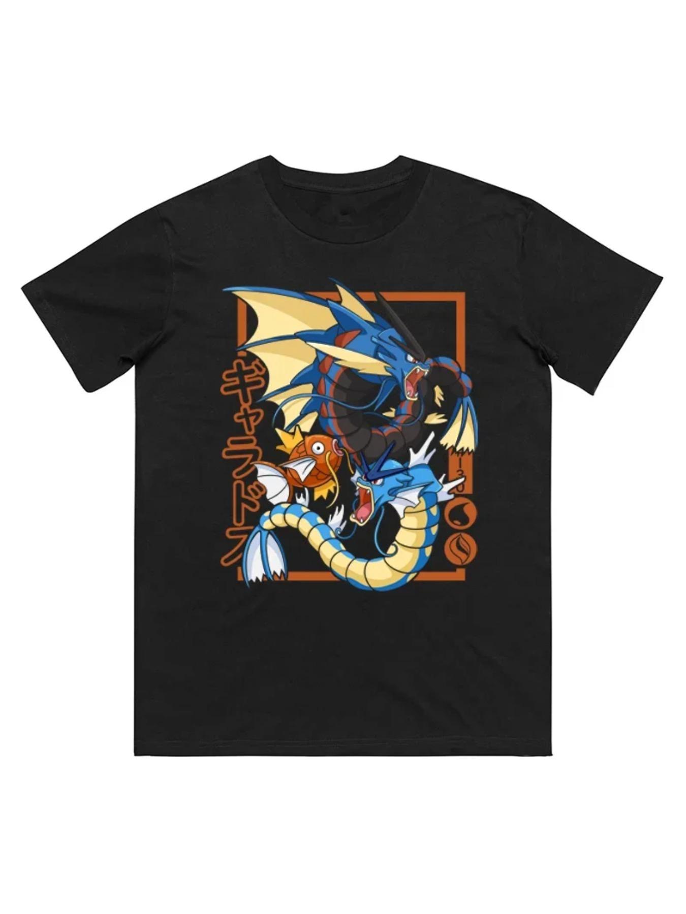 Magikarp Evolution Print T-Shirt, Unisex Short Sleeve Casual Top, Loose-Fitting Summer Tee, Fashionable All-Season Wear