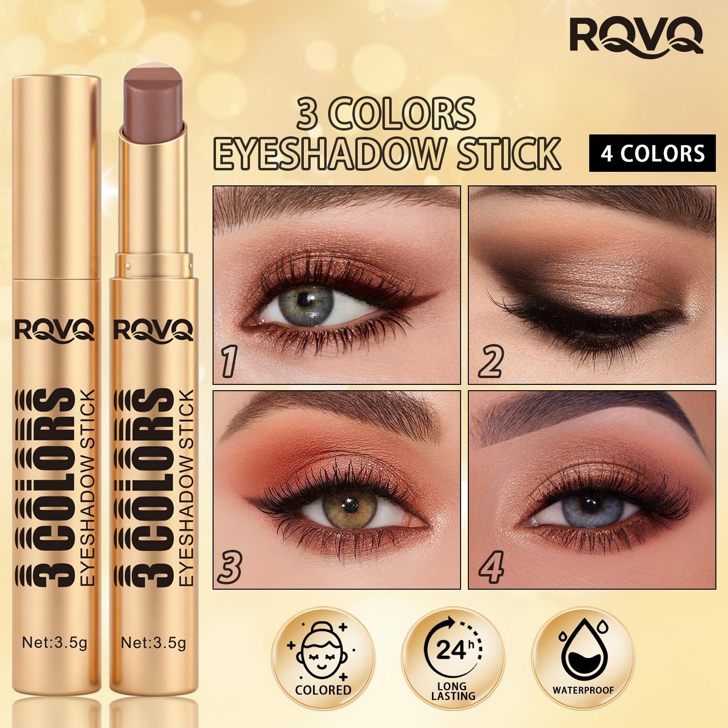 Three Color Eyeshadow Stick, Matte and Shimmer Finish, Waterproof, Easy Application, Perfect for All Makeup Styles, Ideal Valentine's Gift