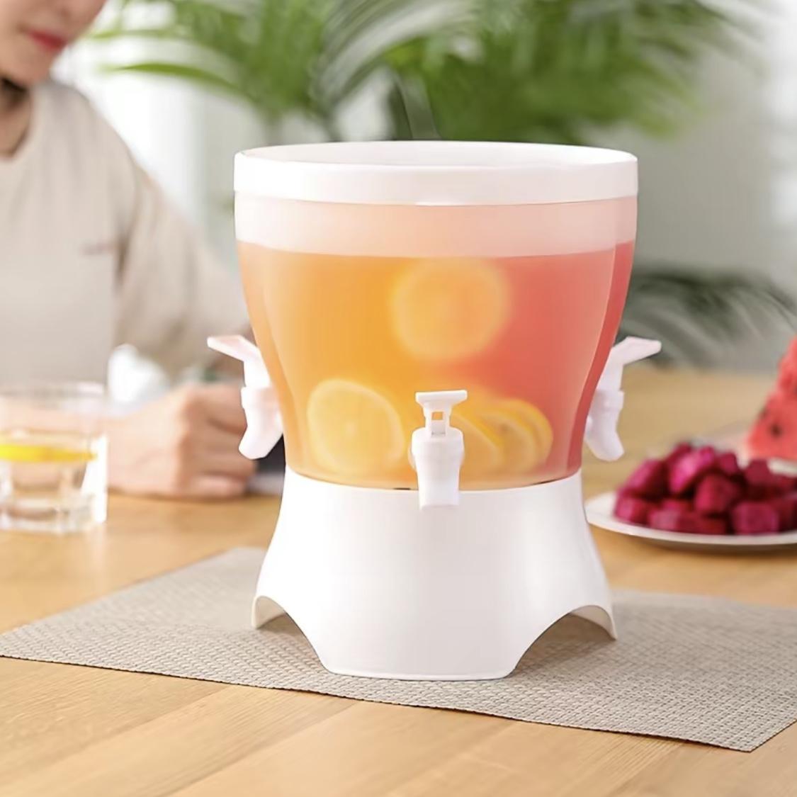 Large Capacity Freestanding Refrigerator Drink Dispenser, Multifunction, Rotating Separated Design Cold Water Beverage Container, Food Grade BPA Free Leak-Proof, Ideal for Parties Home Office Picnic Camping BBQ, Homemade Juice Soda Cold Drinks Daily Use