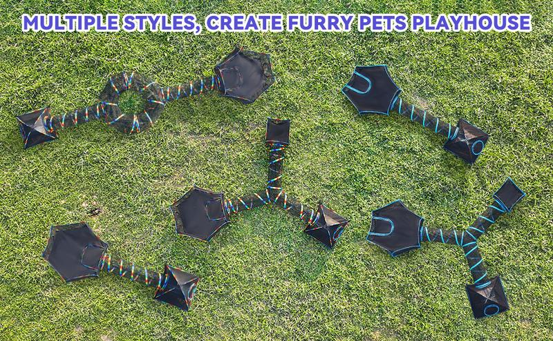 Pawaboo Outdoor Cat Enclosures for Cats Indoor, Patio Portable Mesh Cat Tent, Tunnel, Playhouse with Free Carry Bag & Metal Rod for Multiple Small Animals, Includes Cat Playpen+2 Tent+ Tunnel,Rainbow